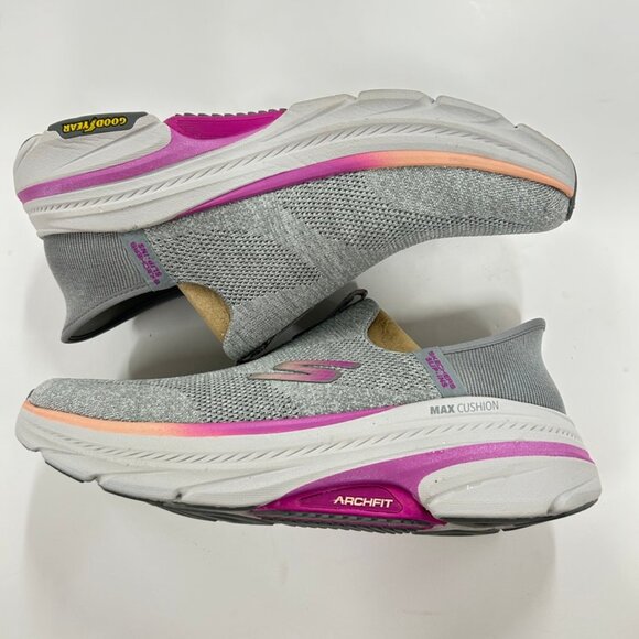 Skechers Max Cushioning Arch Fit 2.0 Slip-ins Sneakers Gray Pink Orange size 11 - Picture 2 of 8